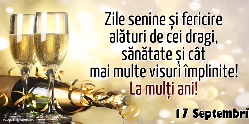 Felicitari de 17 Septembrie - 17 Septembrie - La mulți ani!