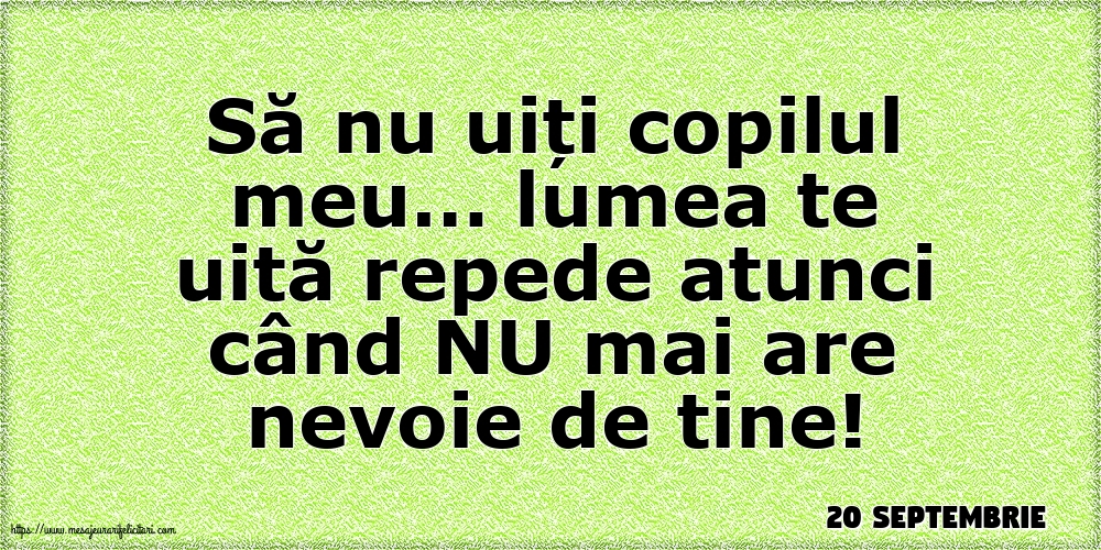 Felicitari de 20 Septembrie - 20 Septembrie - Să nu uiți copilul meu