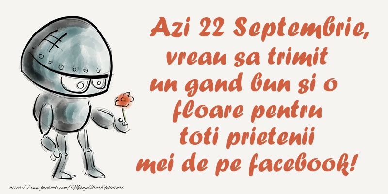 Azi 22 Septembrie, vreau sa trimit un gand bun si o floare pentru toti prietenii mei de pe facebook!