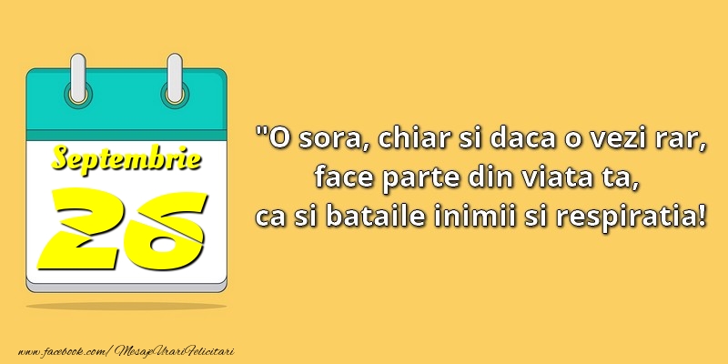 O soră, chiar şi dacă o vezi rar, face parte din viata ta, ca şi bătăile inimii şi respiraţia! 26Septembrie