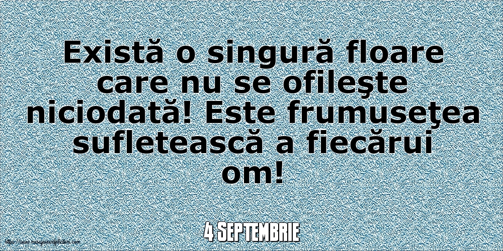 Felicitari de 4 Septembrie - 4 Septembrie - Există o singură floare care nu se ofileşte niciodată