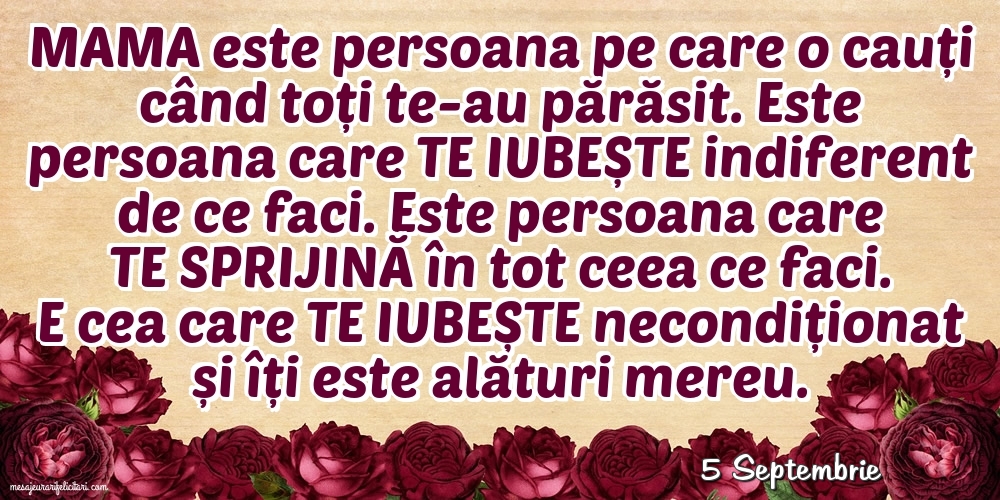 Felicitari de 5 Septembrie - 5 Septembrie - Mama!