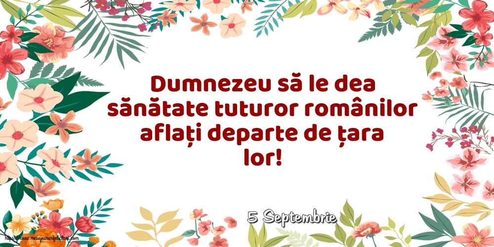 Felicitari de 5 Septembrie - 5 Septembrie - Dumnezeu să le dea sănătate tuturor românilor