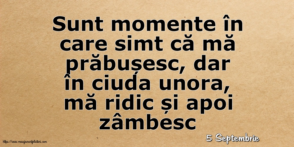 Felicitari de 5 Septembrie - 5 Septembrie - Sunt momente în care simt că mă prăbușesc