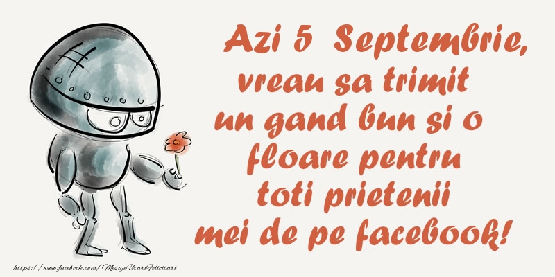 Azi 5 Septembrie, vreau sa trimit un gand bun si o floare pentru toti prietenii mei de pe facebook!